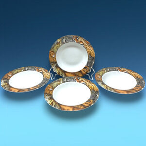 Lot 4 x Ultra Sakura La Menagerie Jungle Animals Safari Shallow Bowls 8.5"